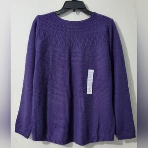 Sonoma, Purple Women's Cable Yoke Pullover.  NWT